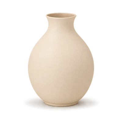 Cream ceramic vase with flowers